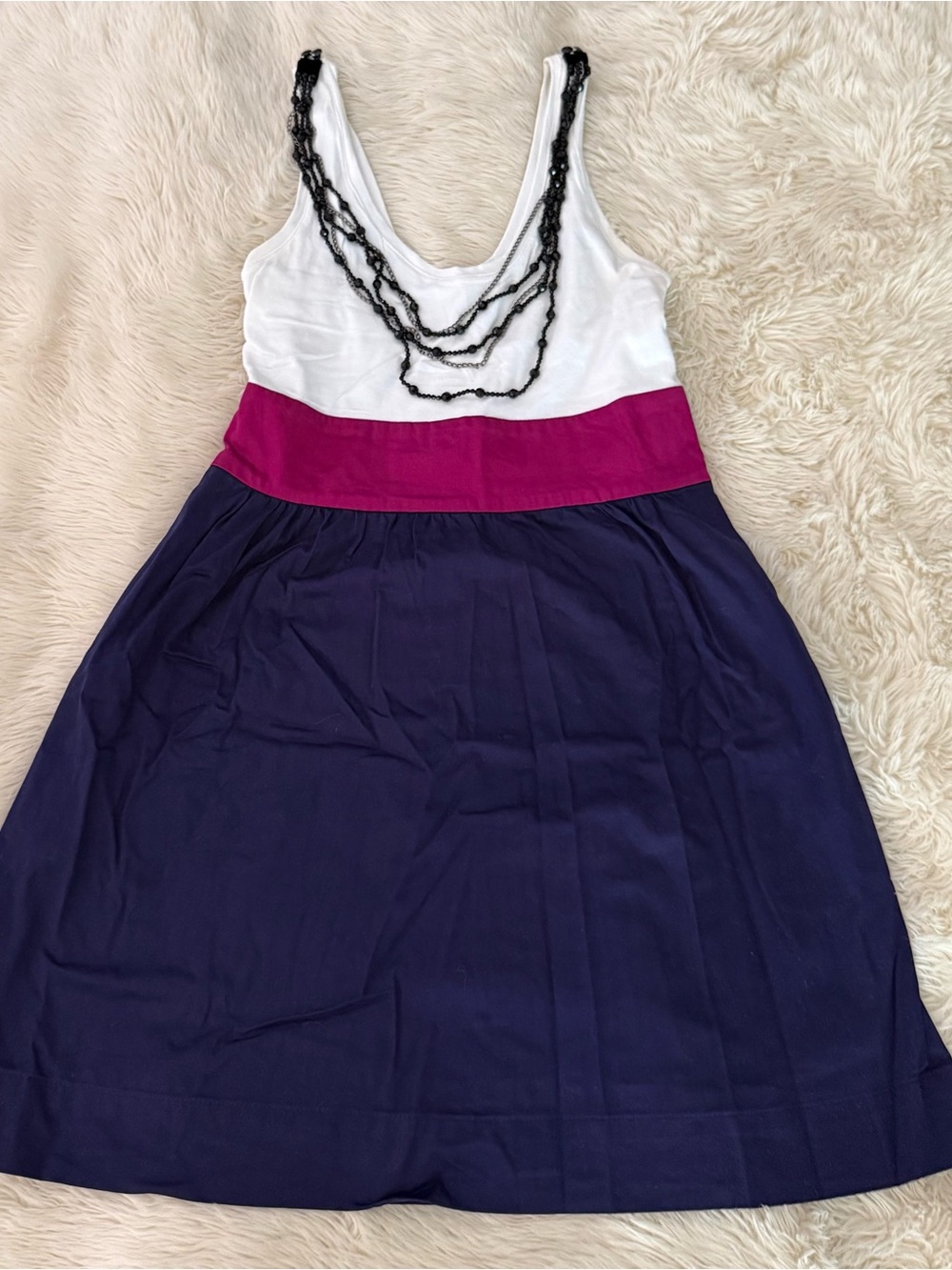Express White, Fuchsia & deep purple Colorblock Empire Dress